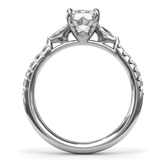 Emerald Cut and Tapered Baguette Engagement Ring 