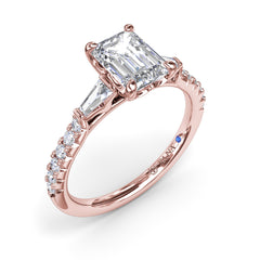 Emerald Cut and Tapered Baguette Engagement Ring 