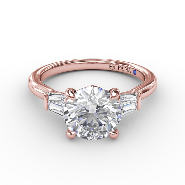 Double Baguette Diamond Engagement Ring 
