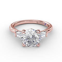 Double Baguette Diamond Engagement Ring 