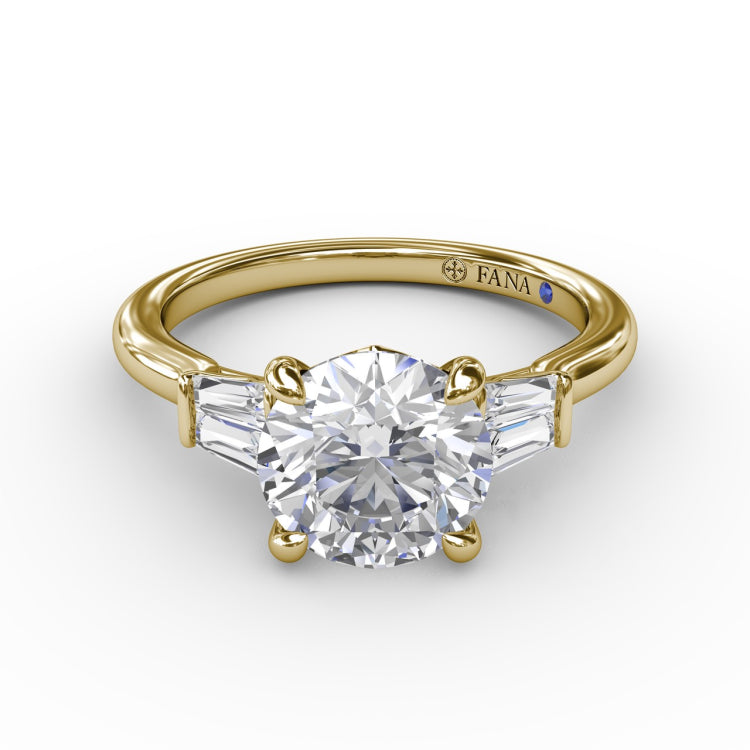 Double Baguette Diamond Engagement Ring 