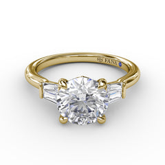 Double Baguette Diamond Engagement Ring 