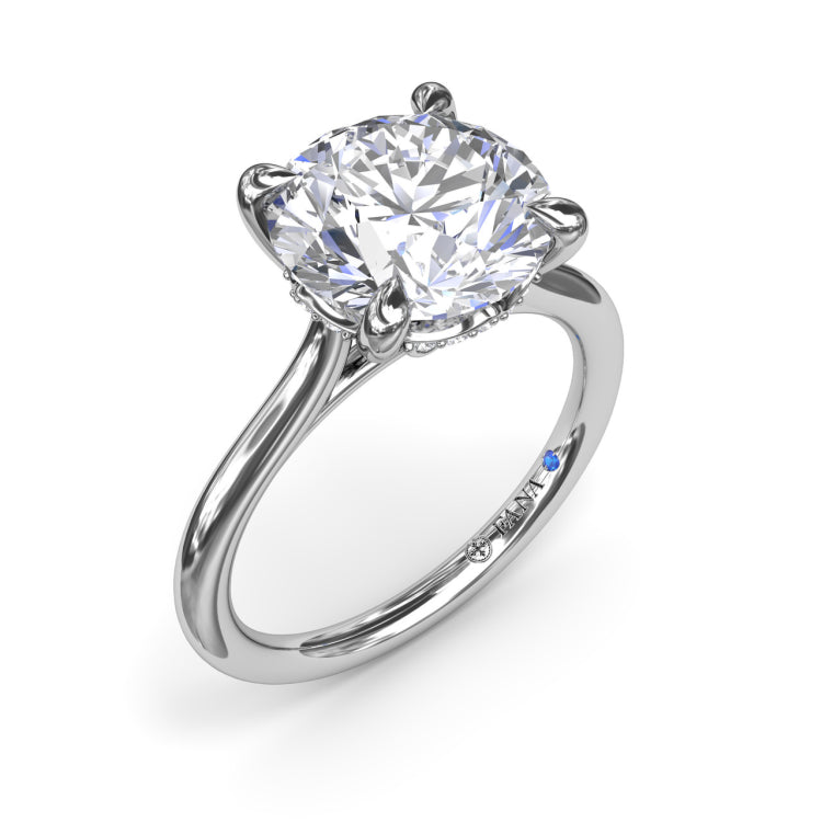 Classic Hidden Halo Diamond Engagement Ring 