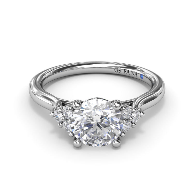 Sophisticated Side Cluster Diamond Engagement Ring 