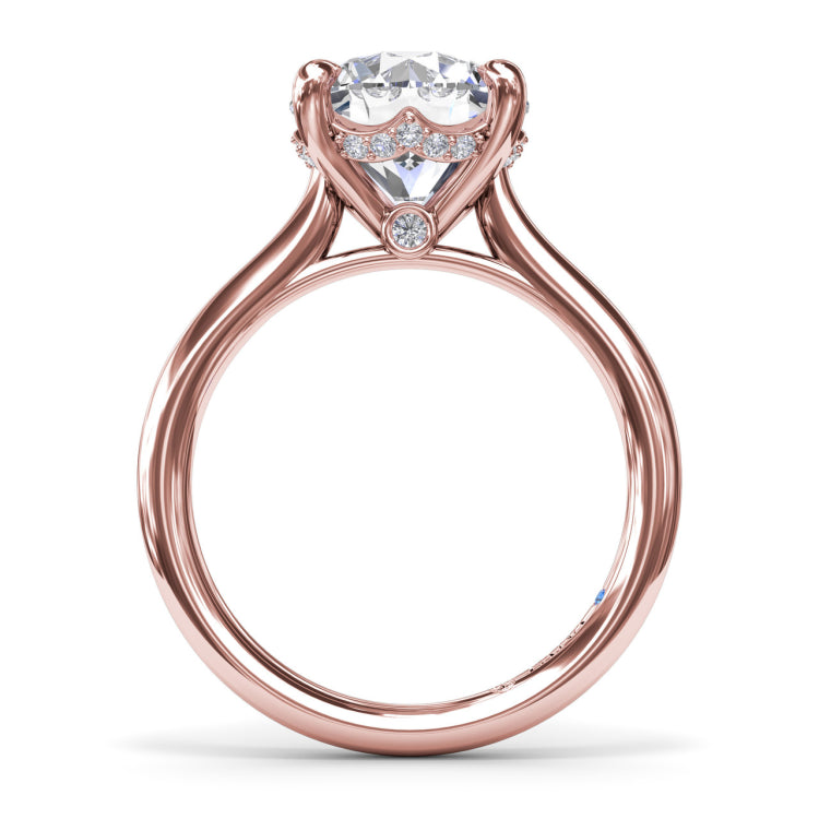 Classic Hidden Halo Diamond Engagement Ring 