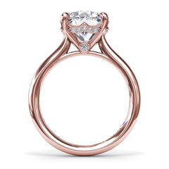 Classic Hidden Halo Diamond Engagement Ring 
