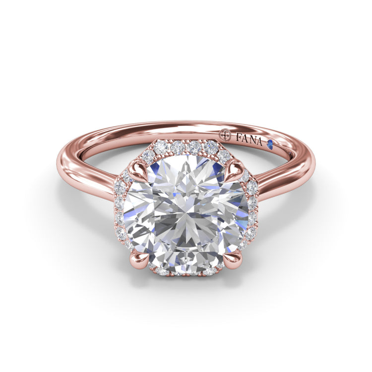 Octagon Halo Diamond Engagement Ring 