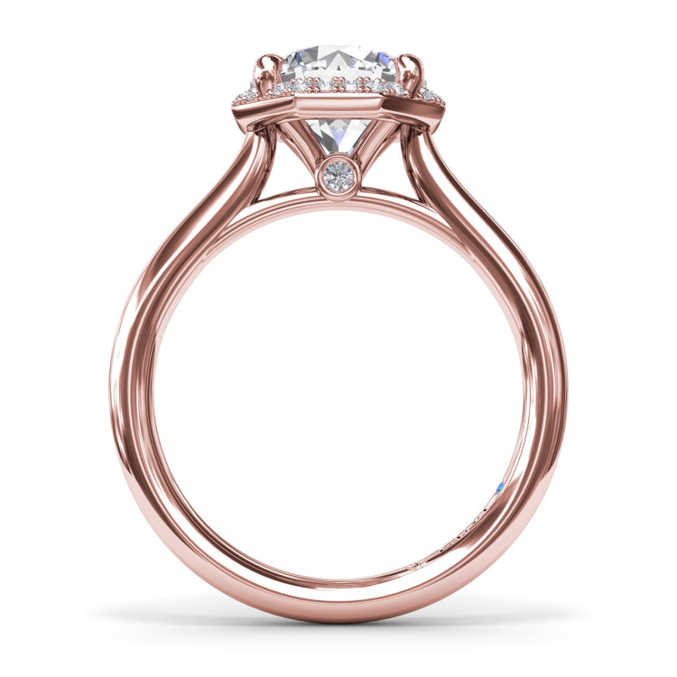 Octagon Halo Diamond Engagement Ring 
