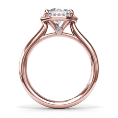 Octagon Halo Diamond Engagement Ring 