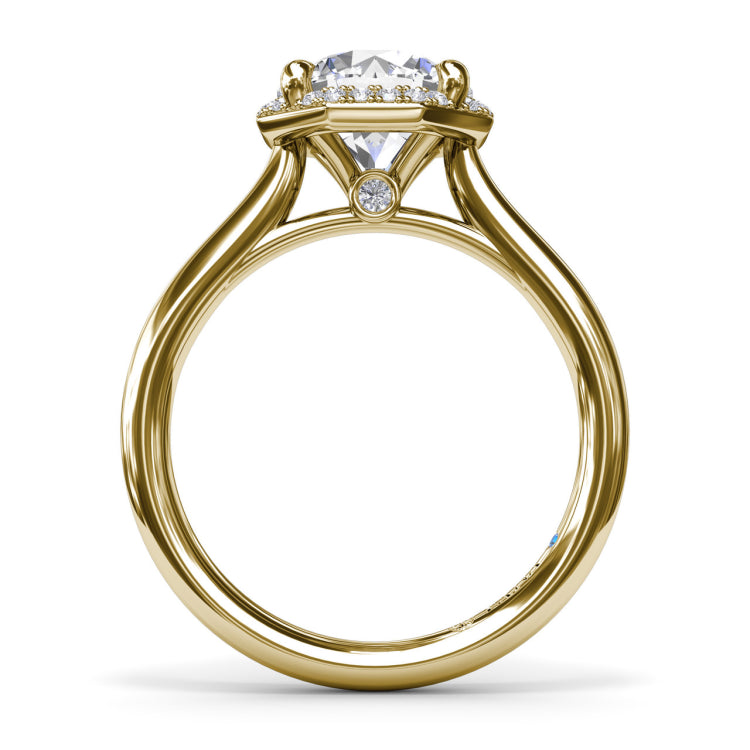 Octagon Halo Diamond Engagement Ring 