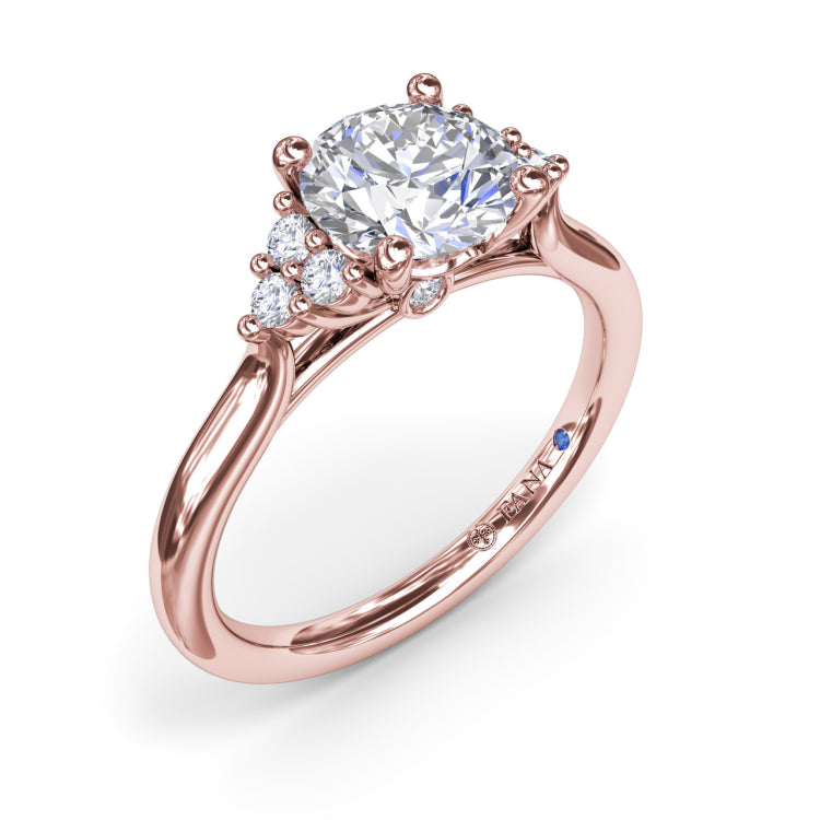 Sophisticated Side Cluster Diamond Engagement Ring 