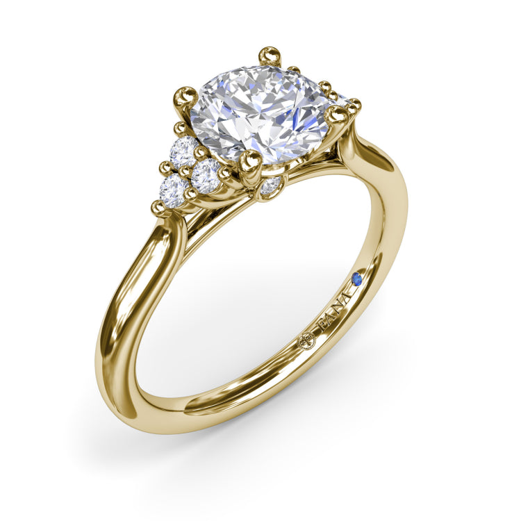 Sophisticated Side Cluster Diamond Engagement Ring 