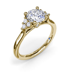 Sophisticated Side Cluster Diamond Engagement Ring 
