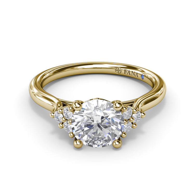 Sophisticated Side Cluster Diamond Engagement Ring 