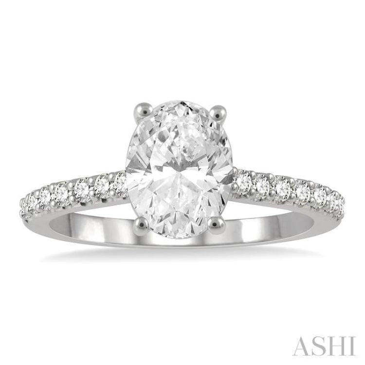 1/3 Ctw Oval Shape Diamond Semi-Mount Engagement Ring in 14K White Gold