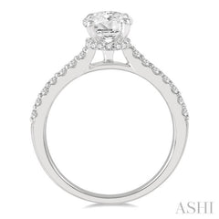 1/3 Ctw Oval Shape Diamond Semi-Mount Engagement Ring in 14K White Gold