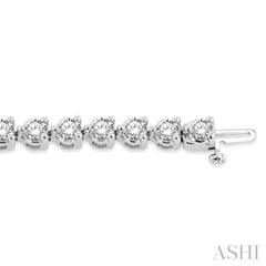 10 Ctw 3 Prong Round Cut Diamond Tennis Bracelet in 14K White Gold