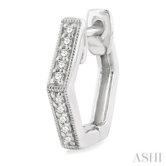 1/8 Ctw Petite Hexagon Round Cut Diamond Fashion Huggies in 10K White Gold