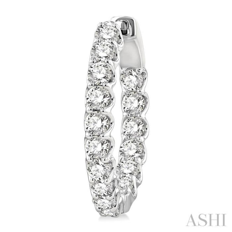 2 Ctw Inside-Out Round Cut Diamond Hoop Earrings in 14K White Gold