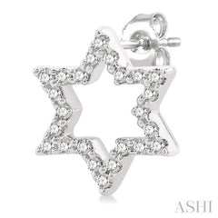 1/6 Ctw Petite Star of David Round Cut Diamond Fashion Stud Earring in 10K White Gold