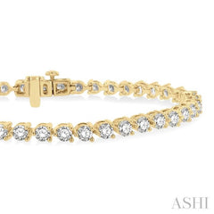 5 Ctw Round Cut Diamond 3-Prong Tennis Bracelet in 14K Yellow Gold