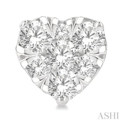 3/4 Ctw Heart Shape Lovebright Round Cut Diamond Stud Earring in 14K White Gold