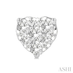 1/3 Ctw Heart Shape Lovebright Round Cut Diamond Stud Earring in 14K White Gold