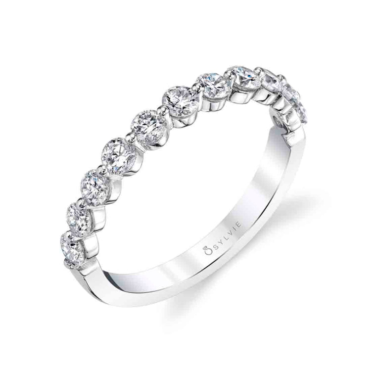 0.75TW 1-PRONG DIAMOND BAND 18K WG
