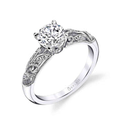 0.12TW ENGAGEMENT RING W. 1CT ROUND HEAD 14KW