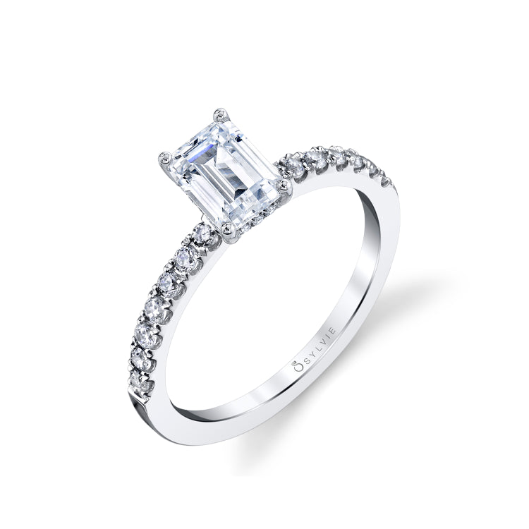 0.24TW ENG RING W. 1CT EM-CUT 1/2 WAY PLAT