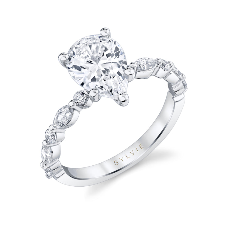 Pear Shaped Unique Engagement Ring - Felicity