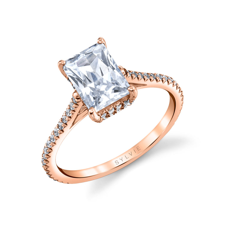 Radiant Cut Classic Hidden Halo Engagement Ring - Steffi