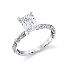 Emerald Cut Classic Pave Engagement Ring - Braylin