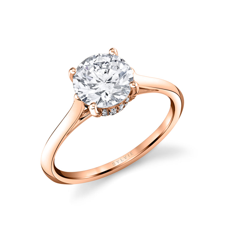 Round Cut Solitaire Hidden Halo Engagement Ring - Carter