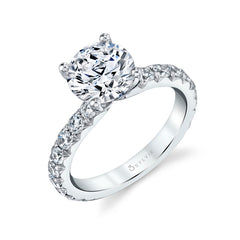 Round Cut Classic Wide Band Engagement Ring - Marlise