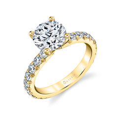 Round Cut Classic Wide Band Engagement Ring - Marlise