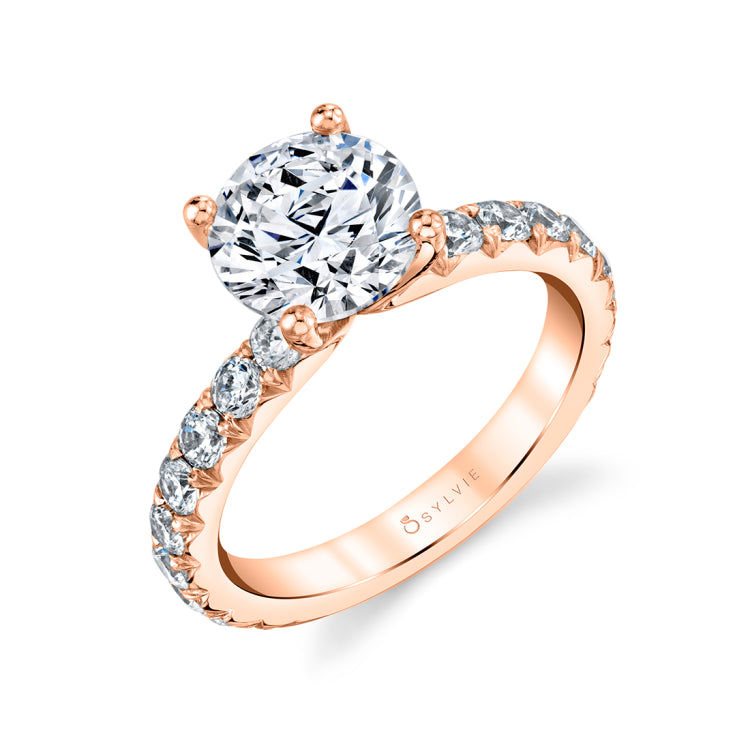 Round Cut Classic Wide Band Engagement Ring - Marlise