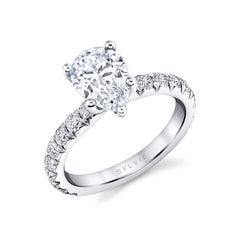 Pear Shaped Classic Wide Band Engagement Ring - Marlise