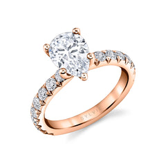 Pear Shaped Classic Wide Band Engagement Ring - Marlise