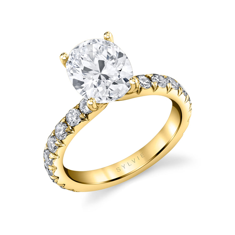 Oval Cut Classic Wide Band Engagement Ring - Marlise