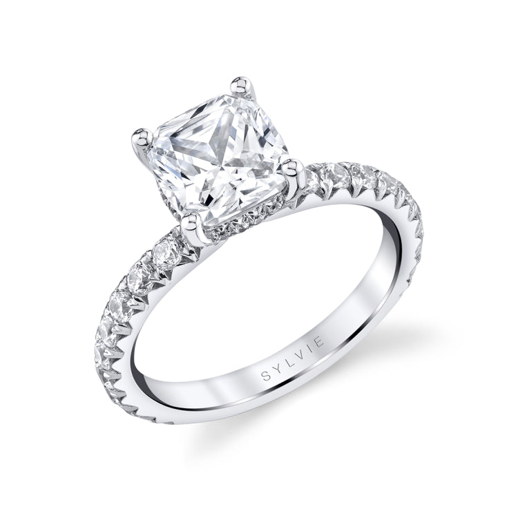 Cushion Cut Classic Wide Band Engagement Ring - Malencia