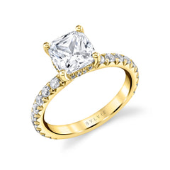 Cushion Cut Classic Wide Band Engagement Ring - Malencia