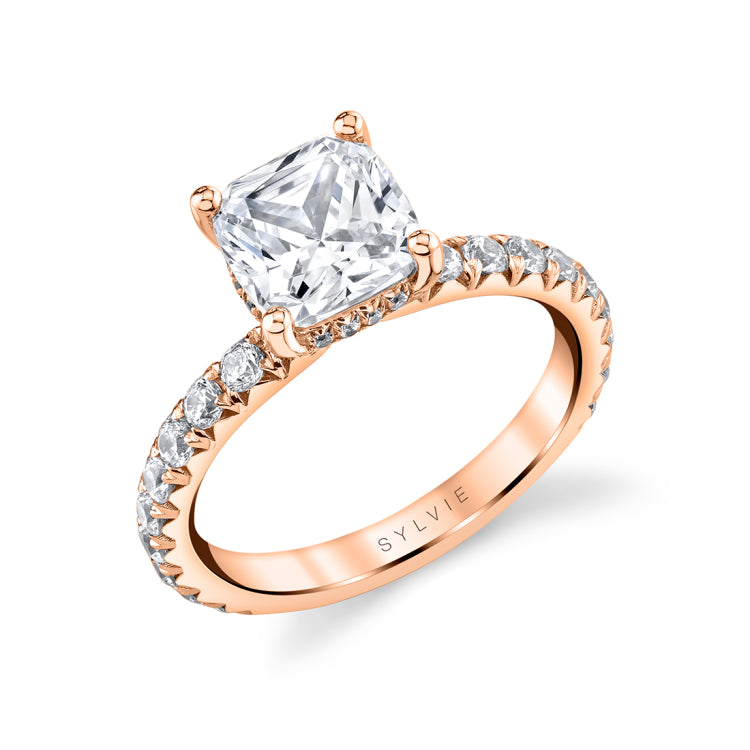 Cushion Cut Classic Wide Band Engagement Ring - Malencia