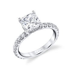 Cushion Cut Classic Wide Band Engagement Ring - Malencia