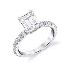Emerald Cut Classic Wide Band Engagement Ring - Malencia