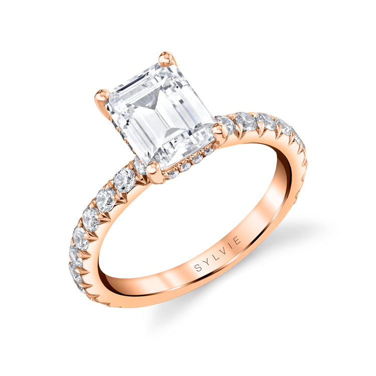 Emerald Cut Classic Wide Band Engagement Ring - Malencia