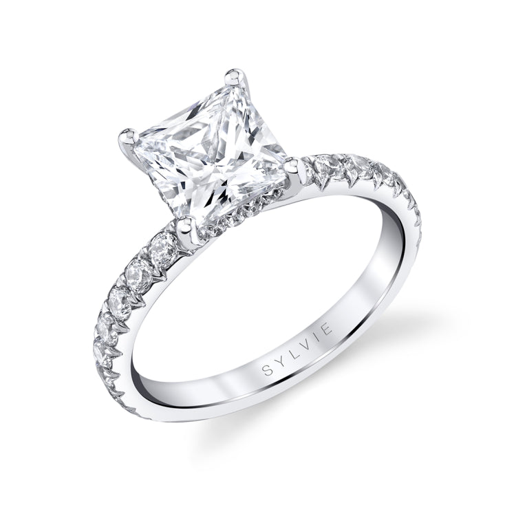 Princess Cut Classic Wide Band Engagement Ring - Malencia