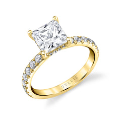 Princess Cut Classic Wide Band Engagement Ring - Malencia