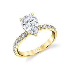 Pear Shaped Classic Wide Band Engagement Ring - Malencia