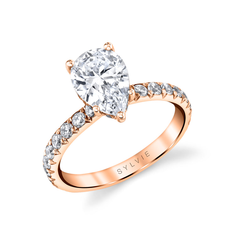 Pear Shaped Classic Wide Band Engagement Ring - Malencia